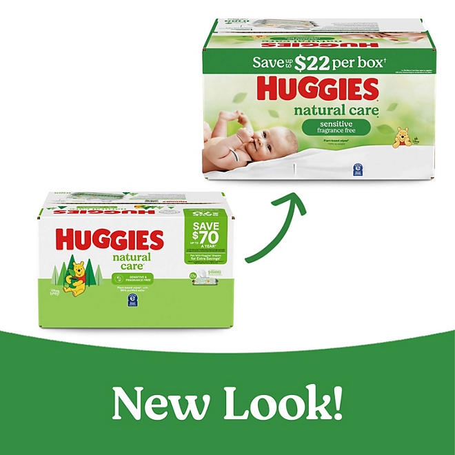 Huggies Natural Care Sensitive Baby Wipes, Fragrance Free, 17 pk., 1088 Wipes - Image 3