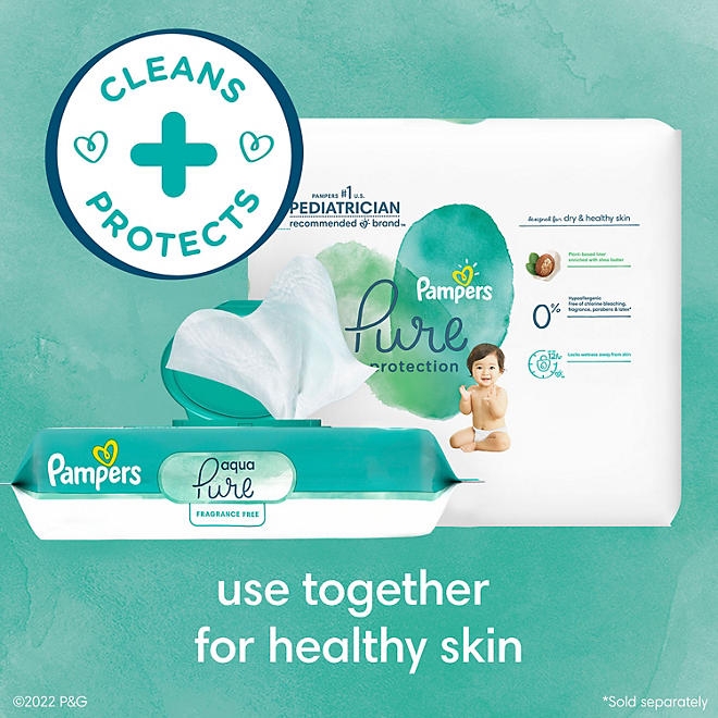 Pampers Aqua Pure Baby Wipes, Fragrance Free, 13 pk., 728 Wipes - Image 9