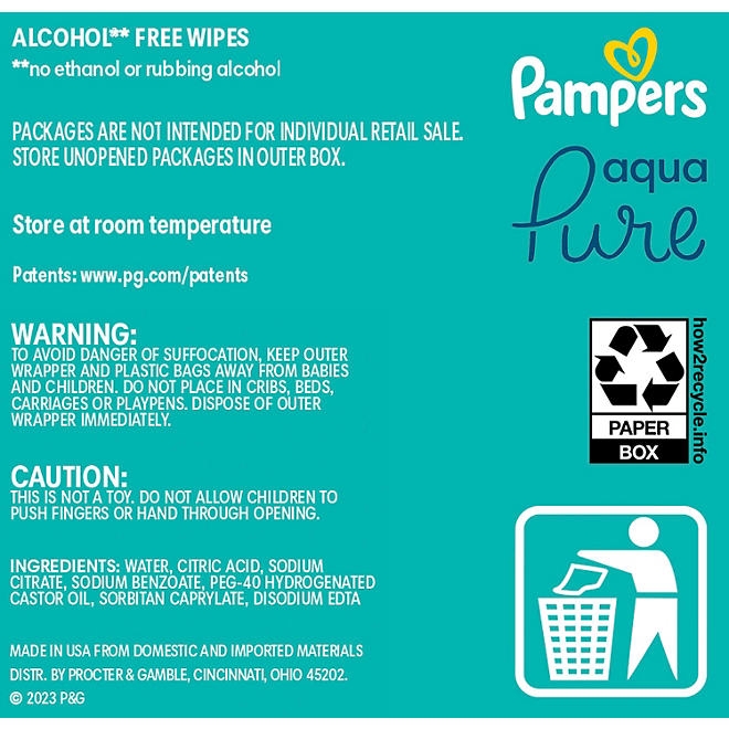 Pampers Aqua Pure Baby Wipes, Fragrance Free, 13 pk., 728 Wipes - Image 10