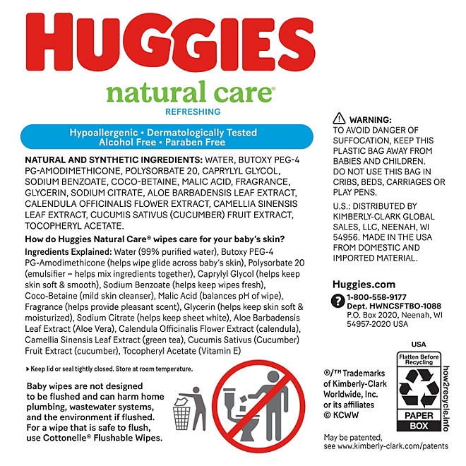 Huggies Natural Care Baby Wipes, Cucumber and Green Tea, 17 pk., 1088 Wipes - Image 11