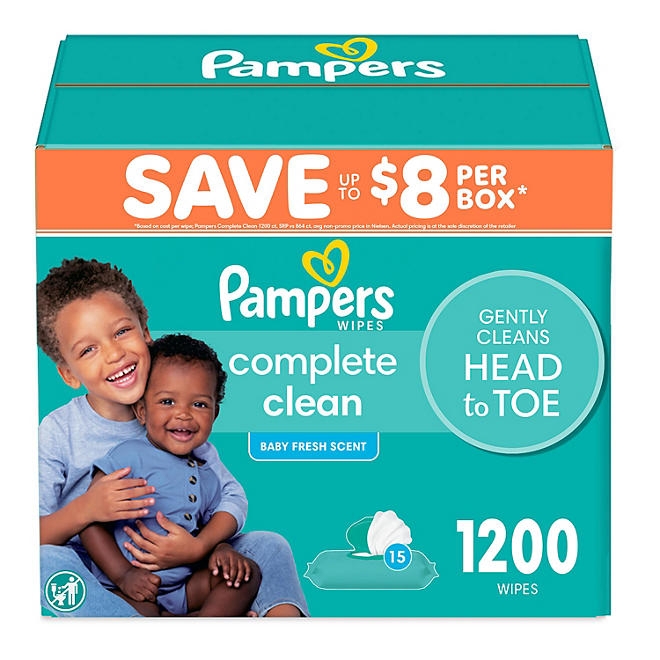 Pampers, Complete Clean Baby Wipes, Baby Fresh Scent, 15 pk., 1200 Wipes - Image 2