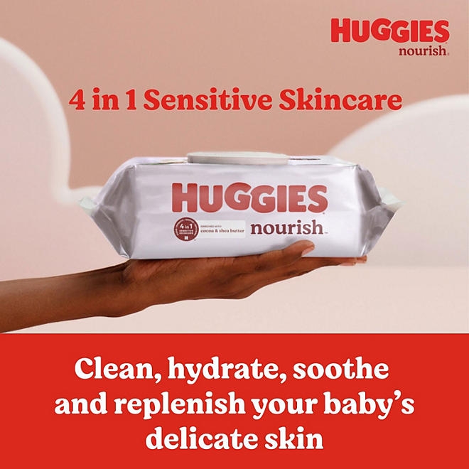 Huggies Nourish Baby Wipes, Cocoa & Shea Butter, 10 pk., 640 Wipes - Image 3