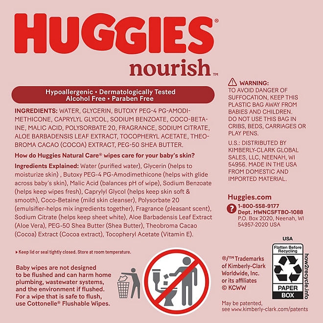 Huggies Nourish Baby Wipes, Cocoa & Shea Butter, 10 pk., 640 Wipes - Image 9