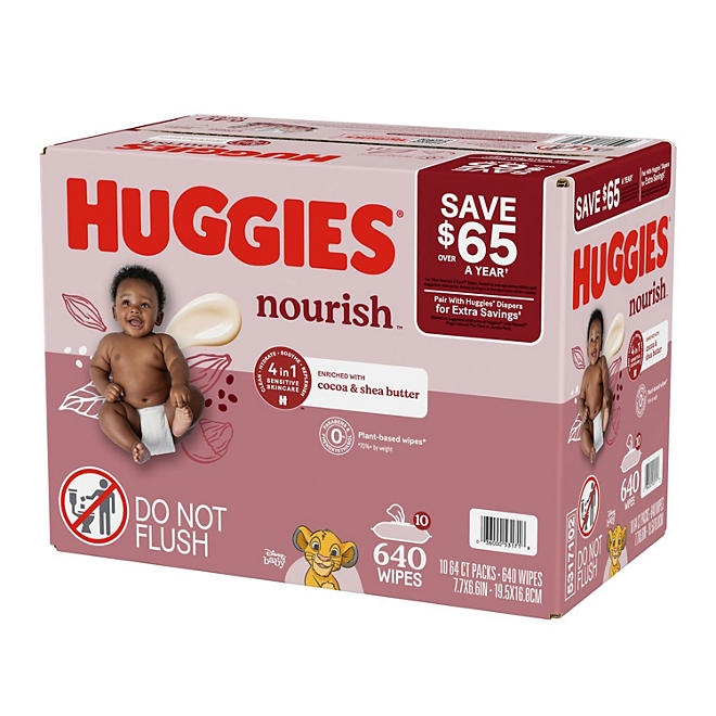 Huggies Nourish Baby Wipes, Cocoa & Shea Butter, 10 pk., 640 Wipes - Image 10