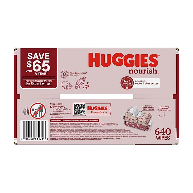 Huggies Nourish Baby Wipes, Cocoa & Shea Butter, 10 pk., 640 Wipes - Image 11