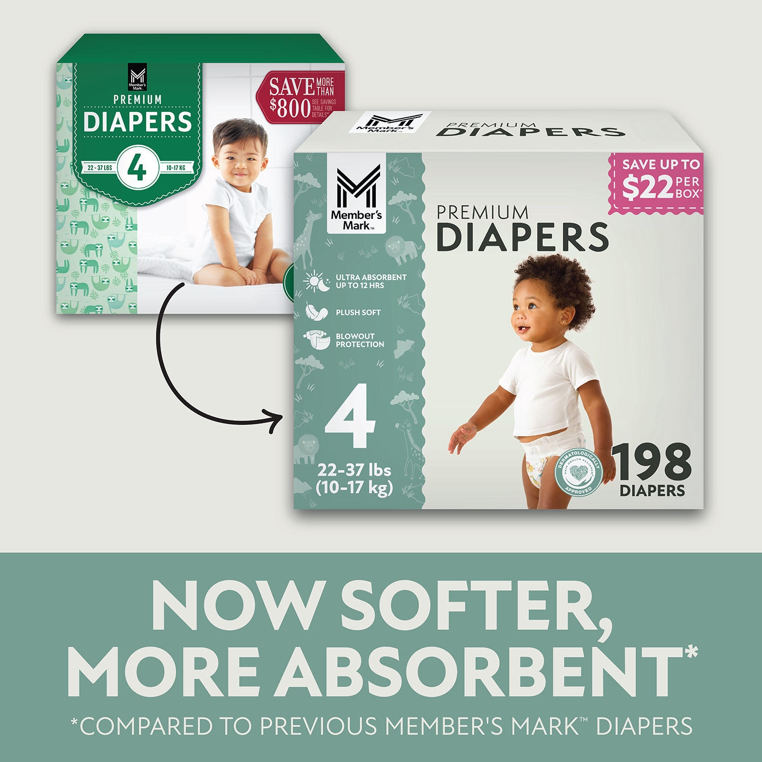 Member's Mark Premium Baby Diapers, Sizes: Newborn - 8 - Image 4