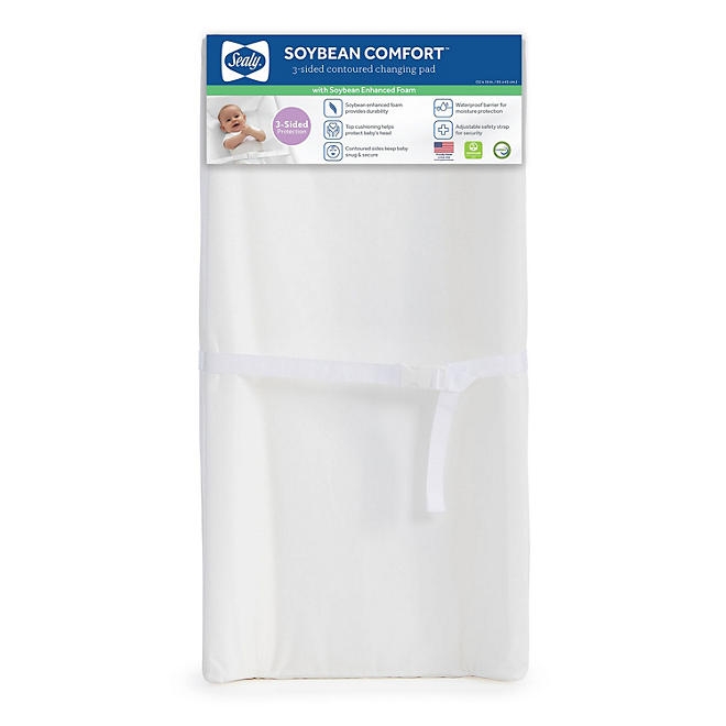 Sealy Soybean Comfort 3-Sided Contoured Diaper Changing Pad, White - Image 2