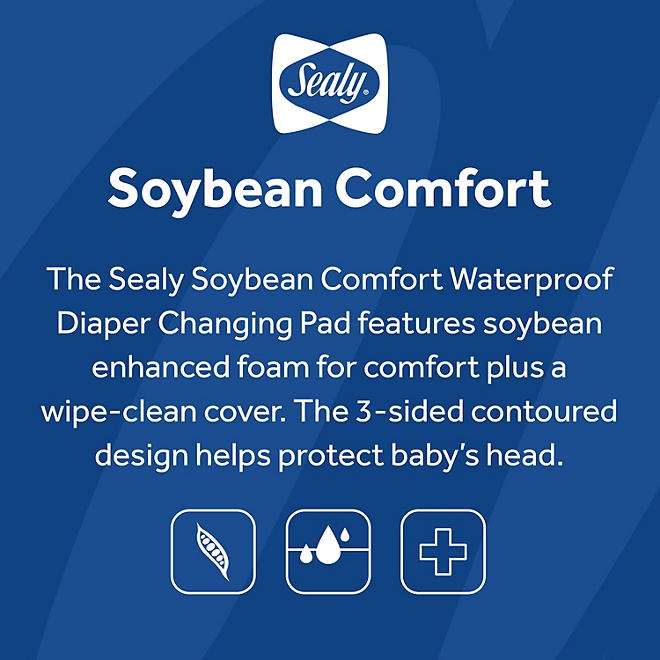 Sealy Soybean Comfort 3-Sided Contoured Diaper Changing Pad, White - Image 8