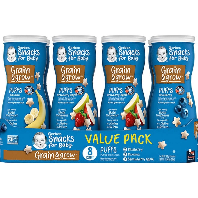Gerber Grain & Grow Cereal Snack Puffs, Variety Pack, 1.48 oz., 8 ct. - Image 2