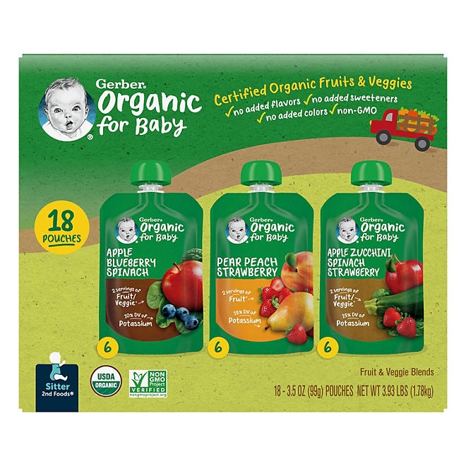 Gerber Organic 2nd Foods Pouch Variety Pack, 3.5 oz., 18 ct. - Image 2