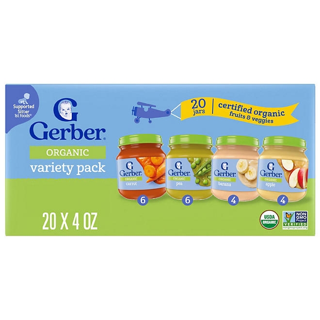 Gerber 1st Foods Organic Baby Food, Fruit & Veggie Value Pack, 4 oz., 20 ct. - Image 2