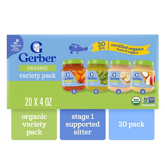 Gerber 1st Foods Organic Baby Food, Fruit & Veggie Value Pack, 4 oz., 20 ct. - Image 3