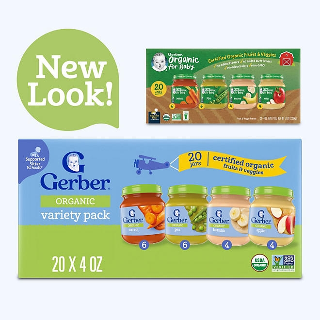 Gerber 1st Foods Organic Baby Food, Fruit & Veggie Value Pack, 4 oz., 20 ct. - Image 4