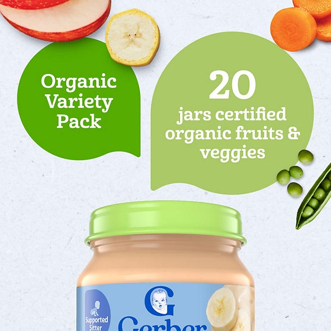 Gerber 1st Foods Organic Baby Food, Fruit & Veggie Value Pack, 4 oz., 20 ct. - Image 6