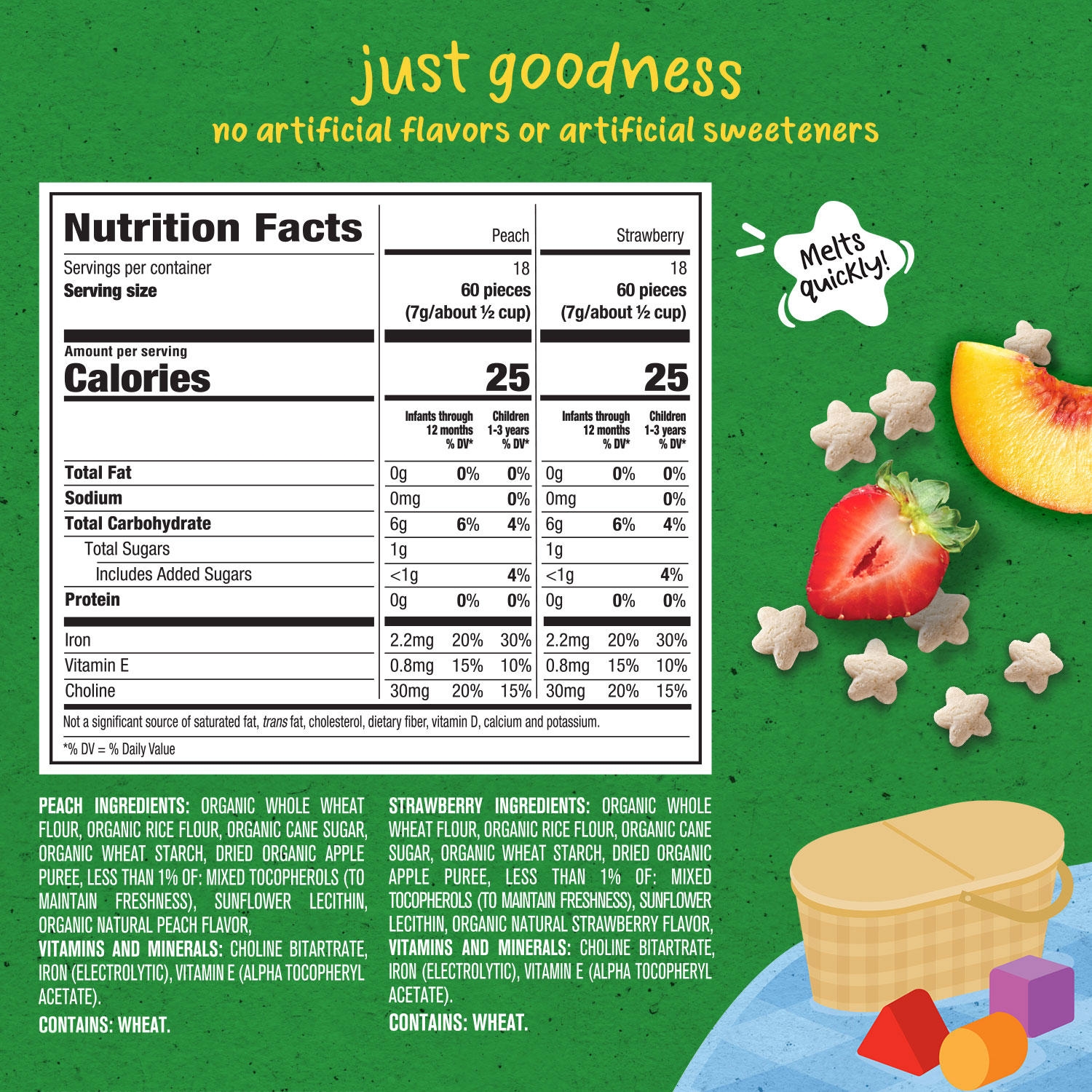 Gerber Organic Grain & Grow Cereal Puffs Variety Pack, Peach and Strawberry, 1.48 oz., 6 pk. - Image 6