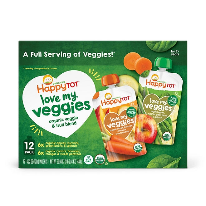 HappyTOT Organics Love My Veggies, Variety Pack, Stage 4 Pouch, 4.22 oz., 12 ct. - Image 2