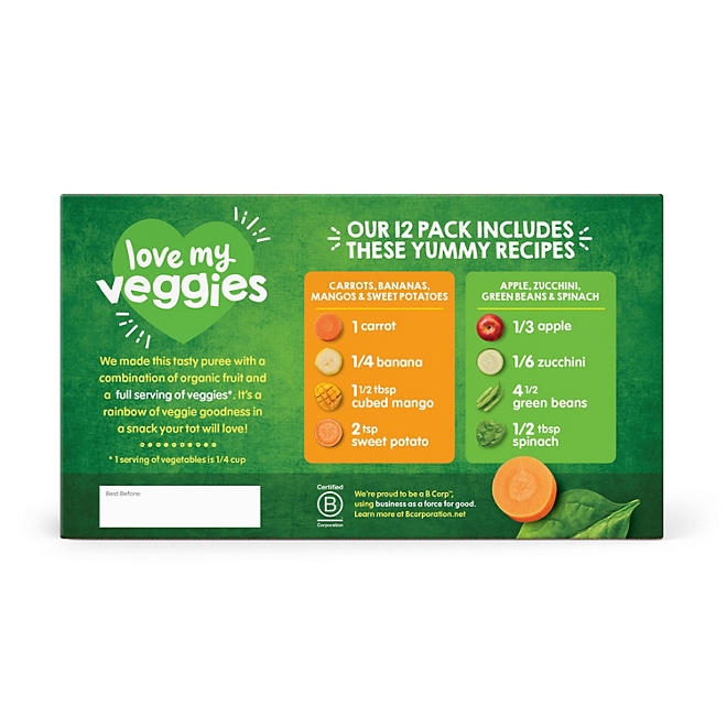 HappyTOT Organics Love My Veggies, Variety Pack, Stage 4 Pouch, 4.22 oz., 12 ct. - Image 5