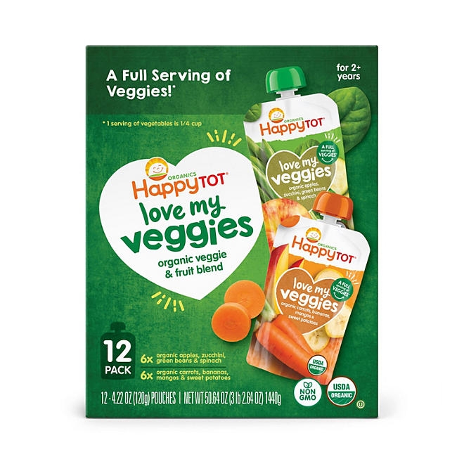 HappyTOT Organics Love My Veggies, Variety Pack, Stage 4 Pouch, 4.22 oz., 12 ct. - Image 7