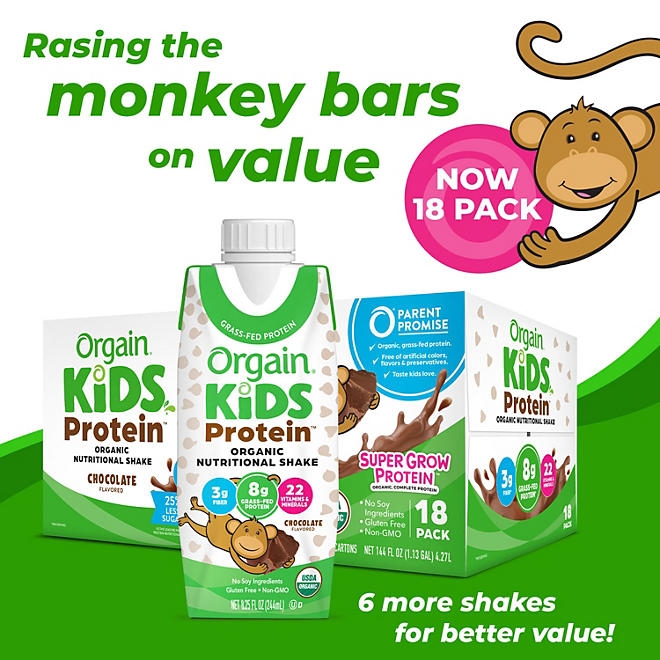 Orgain Kids 8g Protein Organic Nutritional Shake, Chocolate, 8 fl. oz., 18 pk. - Image 5