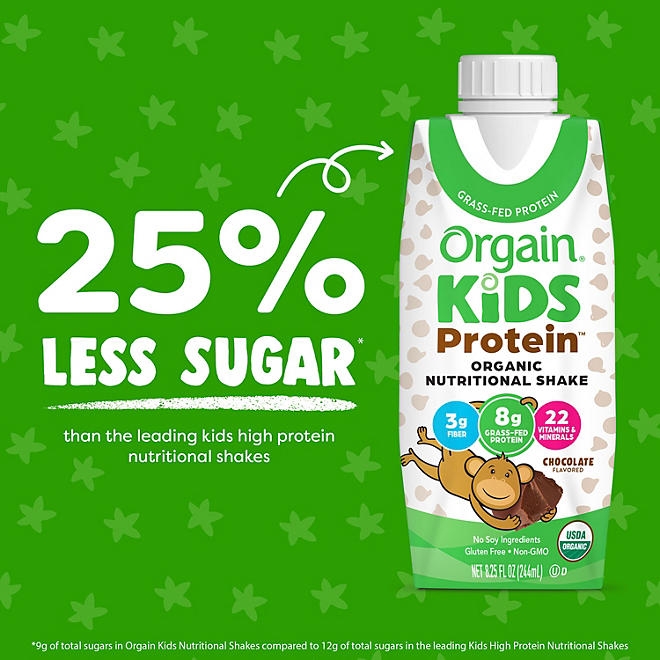 Orgain Kids 8g Protein Organic Nutritional Shake, Chocolate, 8 fl. oz., 18 pk. - Image 7