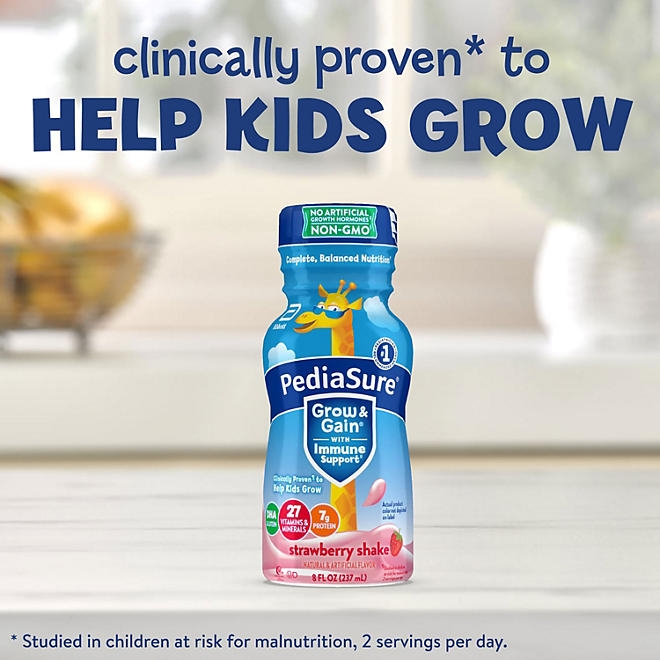 PediaSure Grow and Gain Nutrition Shake for Kids, Strawberry, 8 fl. oz., 24 pk. - Image 4