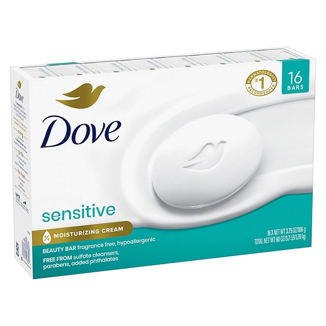 Dove Beauty Bar Soap, Sensitive Skin, 3.75 oz., 16 ct. - Image 9