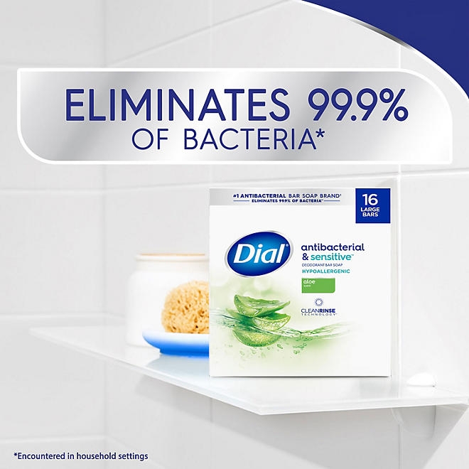Dial Antibacterial Bar Soap, Aloe Scent, 4 oz., 16 ct. - Image 6