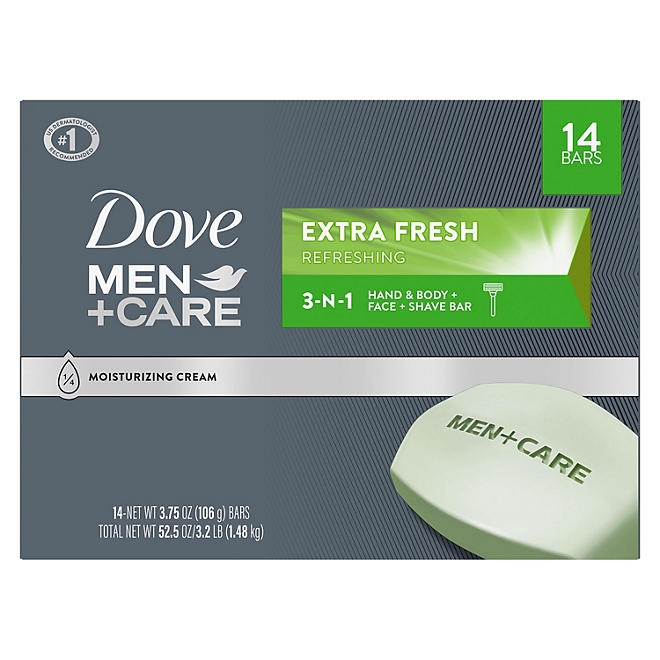 Dove Men+Care Body and Face Bar Soap, Extra Fresh, 3.75 oz., 14 ct. - Image 2