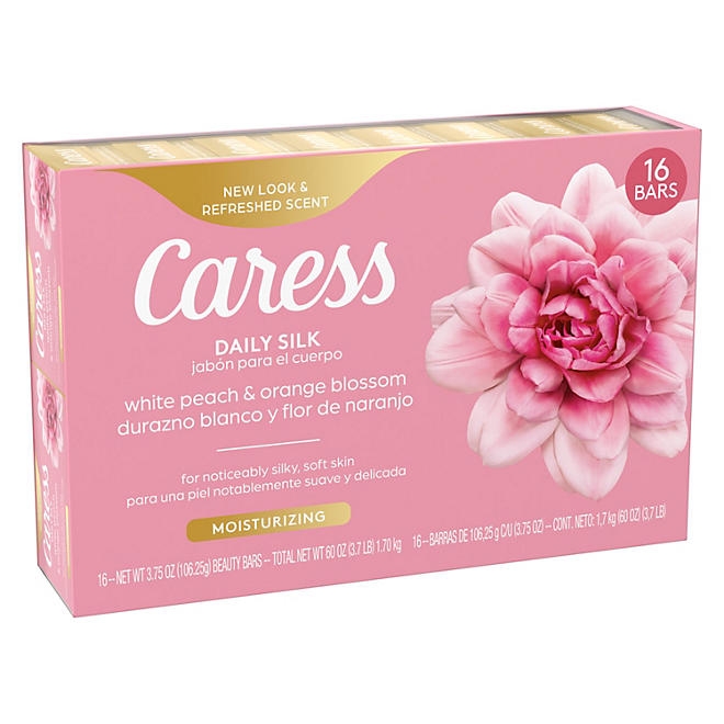 Caress Silkening Daily Silk Beauty Bar, White Peach & Orange Blossom, 3.75 oz., 16 ct. - Image 2