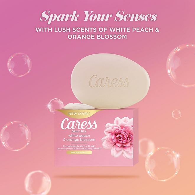 Caress Silkening Daily Silk Beauty Bar, White Peach & Orange Blossom, 3.75 oz., 16 ct. - Image 6