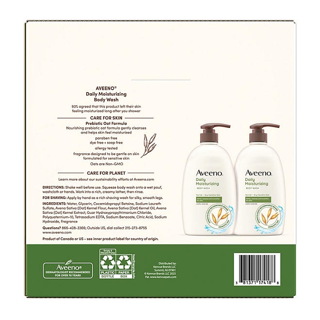 Aveeno Daily Moisturizing Body Wash, 33 fl. oz., 2 pk. - Image 3