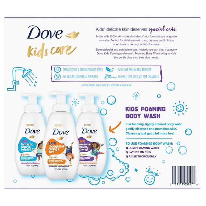Dove Kids Care Foaming Body Wash, Variety Pack, 13.5 fl. oz., 3 pk. - Image 3