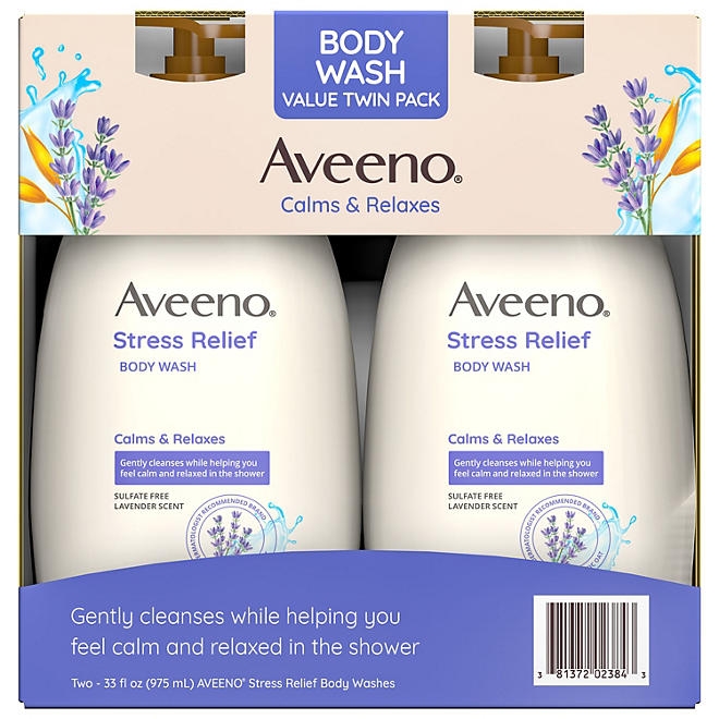 Aveeno Stress Relief Body Wash, 33 fl. oz., 2 pk. - Image 3