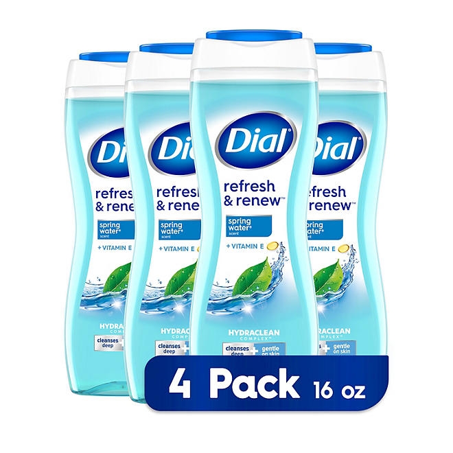 Dial Refresh & Renew Body Wash, Spring Water, 16 oz., 4 pk. - Image 2