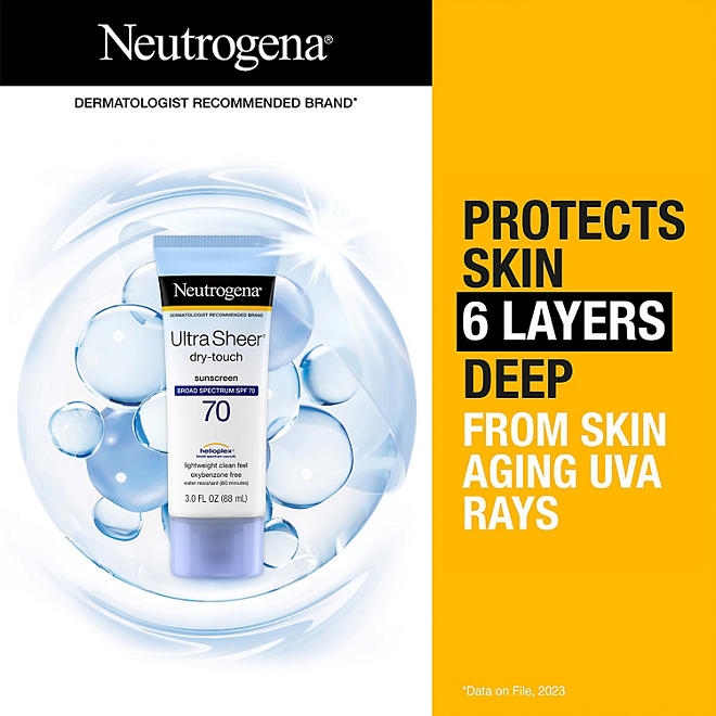 Neutrogena Ultra Sheer Dry-Touch Sunscreen Lotion, SPF 70, 3 oz., 3 pk. - Image 4