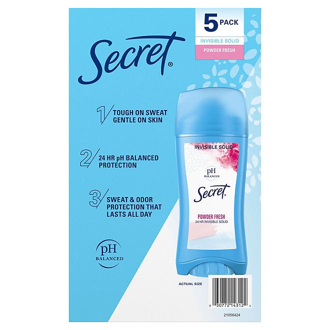 Secret Invisible Solid Antiperspirant and Deodorant, Powder Fresh, 2.6 oz., 5 pk. - Image 10