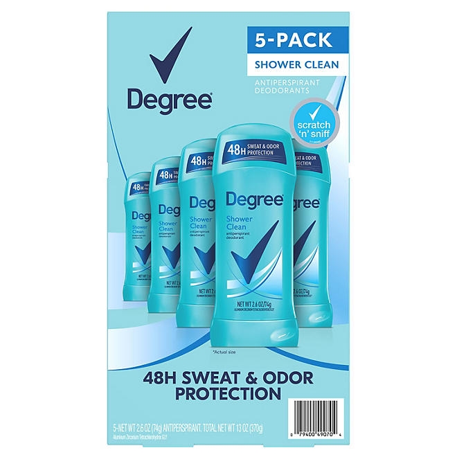 Degree Antiperspirant Deodorant, Shower Clean, 2.6 oz., 5 pk. - Image 2
