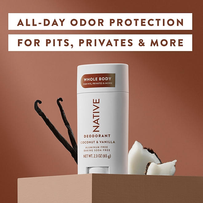 Native Whole Body Aluminum-Free Deodorant, Coconut & Vanilla, 2.3oz., 3pk. - Image 5
