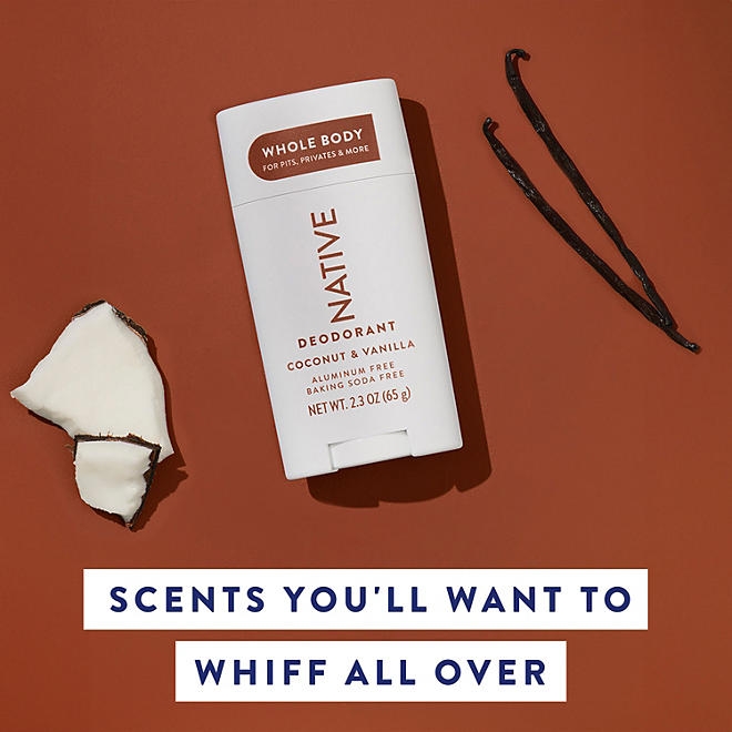 Native Whole Body Aluminum-Free Deodorant, Coconut & Vanilla, 2.3oz., 3pk. - Image 7