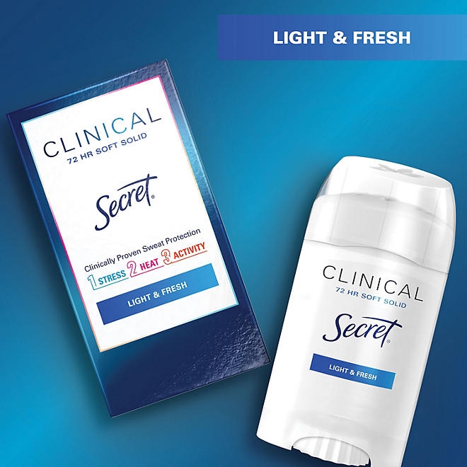 Secret Clinical Soft Solid Antiperspirant and Deodorant, Light & Fresh, 1.6 oz., 3 ct. - Image 6