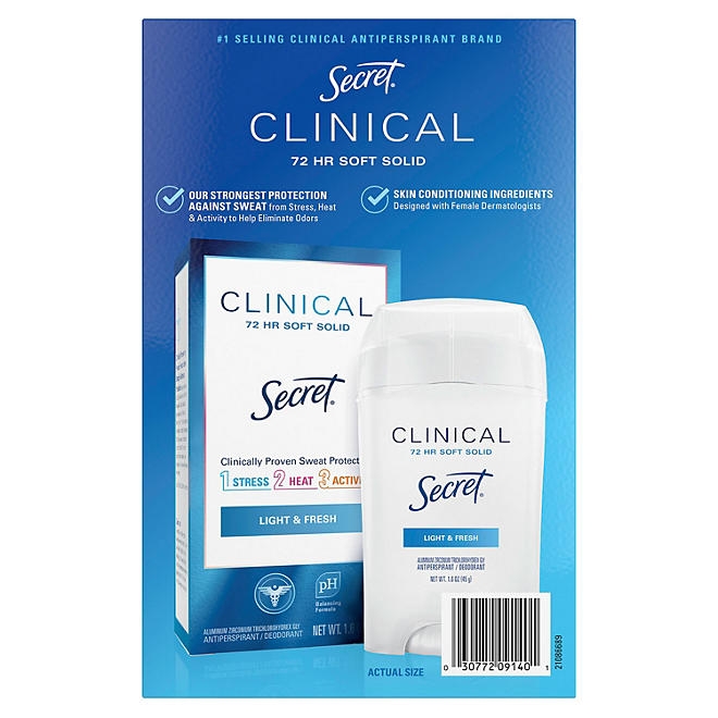 Secret Clinical Soft Solid Antiperspirant and Deodorant, Light & Fresh, 1.6 oz., 3 ct. - Image 10