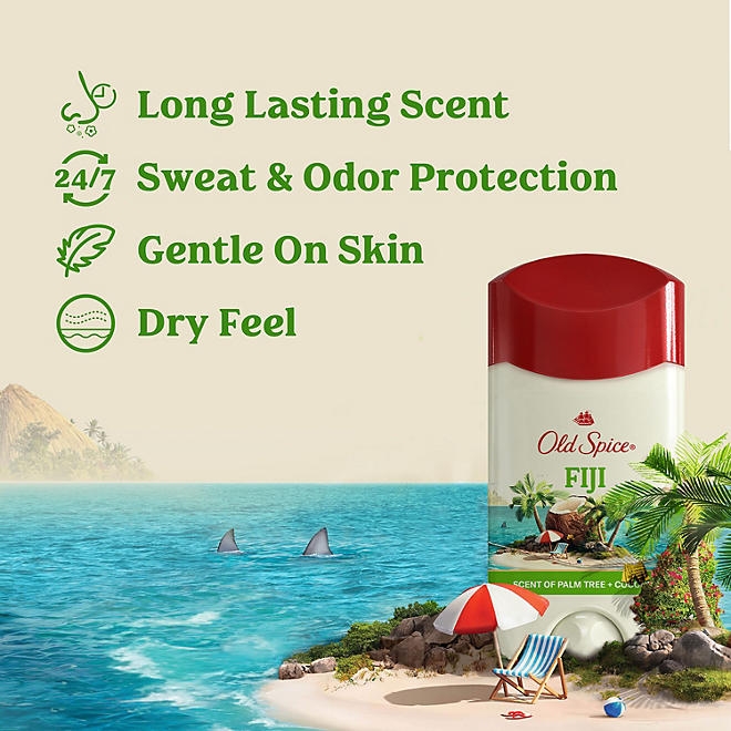 Old Spice Fiji Antiperspirant Deodorant, Palm Tree + Coconut, 2.6 oz., 4 pk. - Image 4