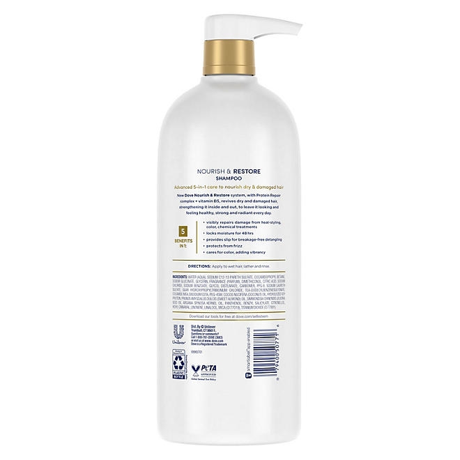 Dove Nourish & Restore 5-in-1 Shampoo, 33.8 fl. oz. - Image 11
