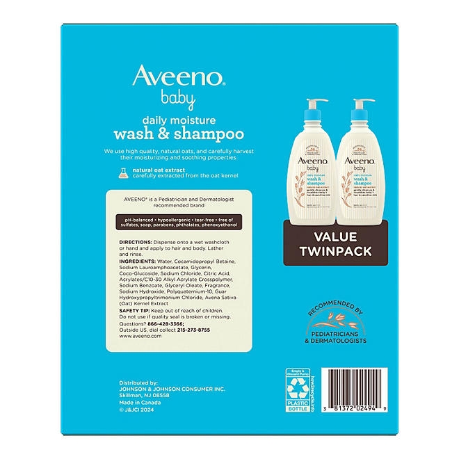 Aveeno Baby 2-in-1 Wash and Shampoo, 18 fl. oz., 2 pk. - Image 3