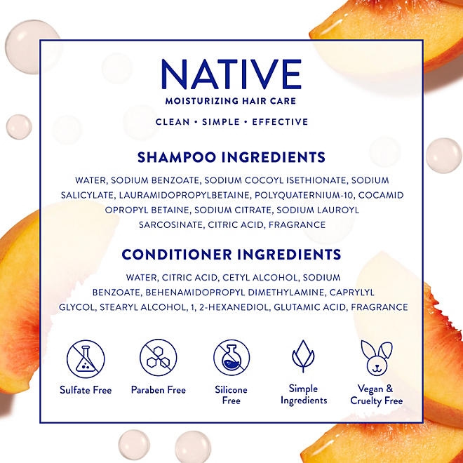 Native Sweet Peach & Nectar Shampoo & Conditioner, 34 fl. oz., 2pk. - Image 3