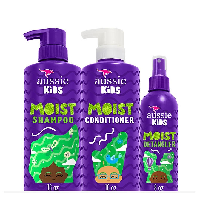 Aussie Kids Moist Shampoo, Conditioner and Detangler Kit - Image 2