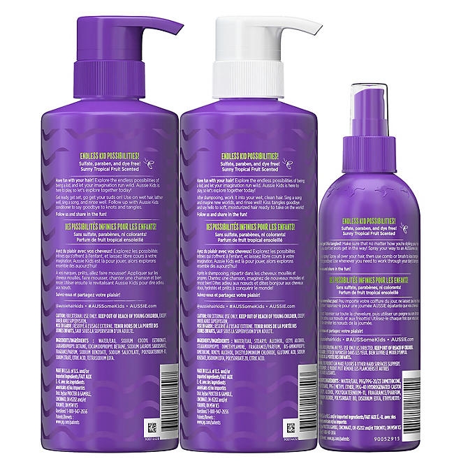 Aussie Kids Moist Shampoo, Conditioner and Detangler Kit - Image 3