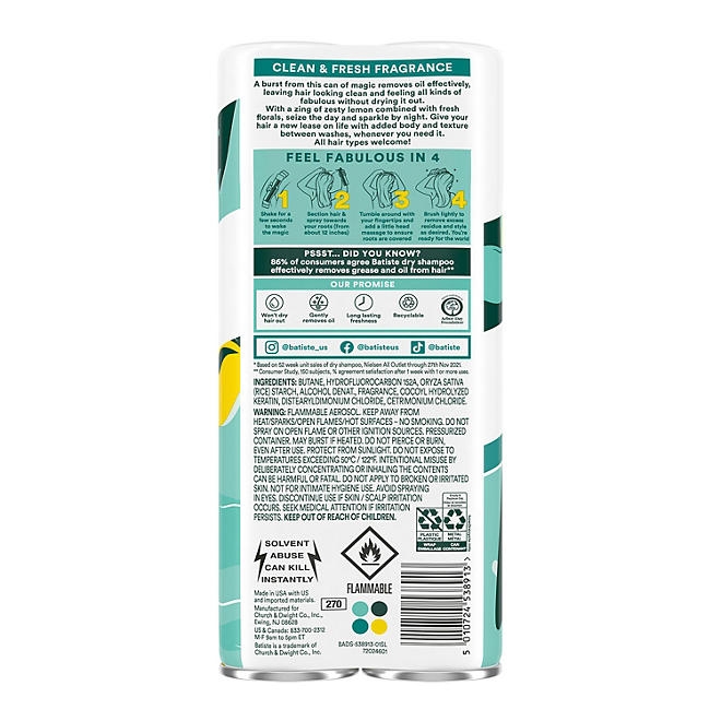 Batiste Original Dry Shampoo, 3.81 oz., 2 pk. - Image 3