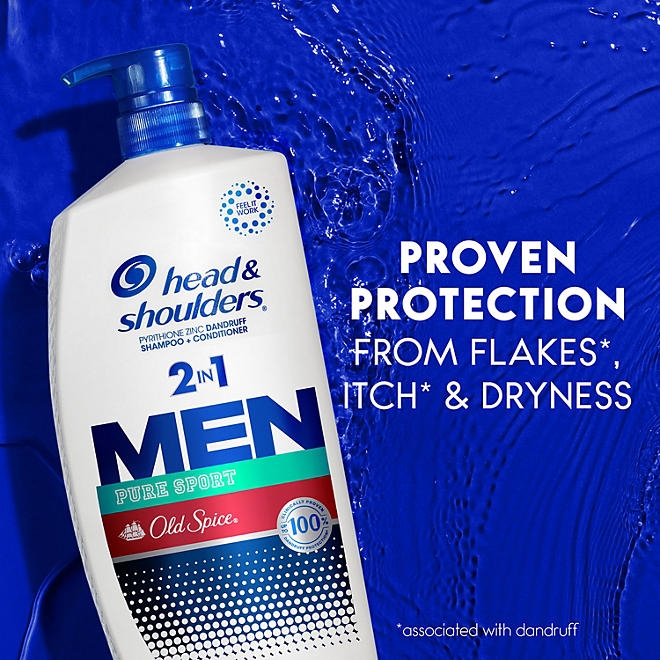 Head and Shoulders Pure Sport for Men's 2-in-1 Shampoo and Conditioner, 40 fl. oz. - Image 4