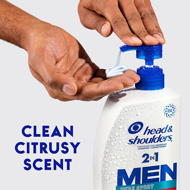 Head and Shoulders Pure Sport for Men's 2-in-1 Shampoo and Conditioner, 40 fl. oz. - Image 6